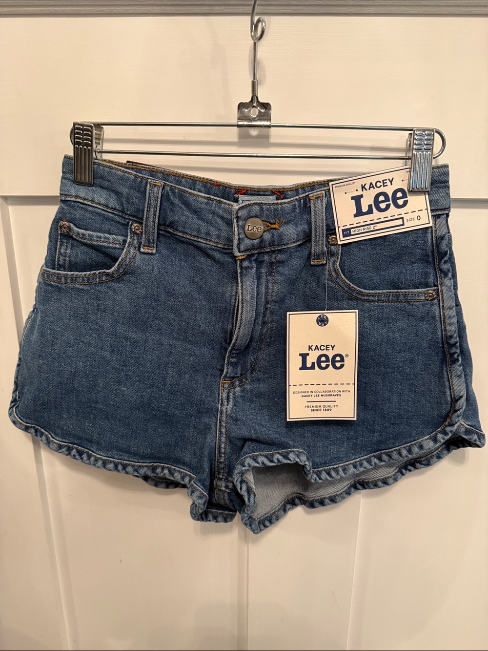 Lee by Kacey Musgraves Women's High-Rise Denim Shorts - Blue Size 0